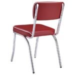 RETRO 5-PIECE ROUND DINING TABLE SET WHITE AND RED - Image 5