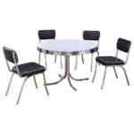 RETRO 5-PIECE ROUND DINING TABLE SET WHITE AND BLACK - Image 2