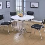 RETRO 5-PIECE ROUND DINING TABLE SET WHITE AND BLACK