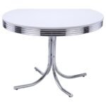 RETRO ROUND 42-INCH WOOD TOP DINING TABLE WHITE AND CHROME