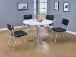 RETRO ROUND 42-INCH WOOD TOP DINING TABLE WHITE AND CHROME - Image 6