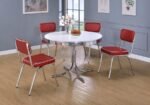 RETRO ROUND 42-INCH WOOD TOP DINING TABLE WHITE AND CHROME - Image 7