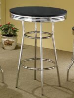RETRO ROUND 30-INCH 1950'S BISTRO PUB HEIGHT BAR TABLE BLACK - Image 2