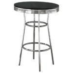 RETRO ROUND 30-INCH 1950'S BISTRO PUB HEIGHT BAR TABLE BLACK