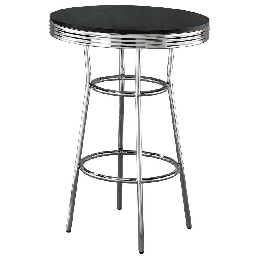 2405_02x900.jpg RETRO ROUND 30-INCH 1950'S BISTRO PUB HEIGHT BAR TABLE BLACK - Image 1