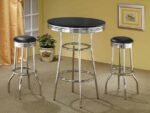 RETRO ROUND 30-INCH 1950'S BISTRO PUB HEIGHT BAR TABLE BLACK - Image 5