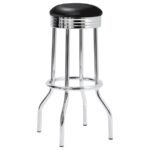 RETRO UPHOLSTERED METAL SWIVEL BAR STOOL BLACK (SET OF 2) - Image 3