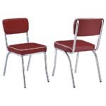 RETRO UPHOLSTERED DINING SIDE CHAIR RED (SET OF 2)
