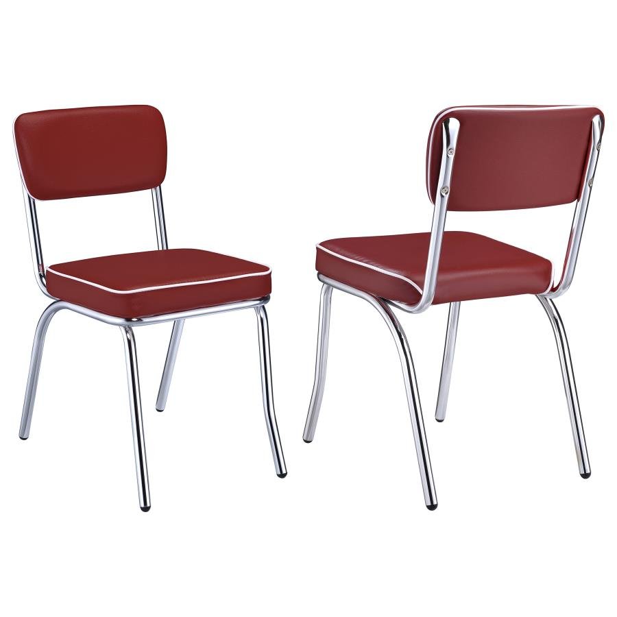 2450R_001x900.jpg RETRO UPHOLSTERED DINING SIDE CHAIR RED (SET OF 2) - Image 1