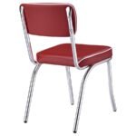 RETRO UPHOLSTERED DINING SIDE CHAIR RED (SET OF 2) - Image 9