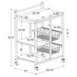 KELVIN 2-SHELF MOBILE KITCHEN CART NATURAL BROWN AND WHITE - Image 4