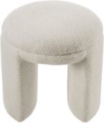 Bowen Faux Shearling Teddy Fabric Upholstered Stool - Image 3
