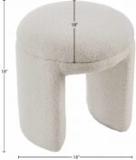 Bowen Faux Shearling Teddy Fabric Upholstered Stool - Image 4