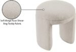 Bowen Faux Shearling Teddy Fabric Upholstered Stool - Image 5