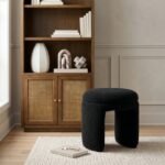 Bowen Faux Shearling Teddy Fabric Upholstered Stool - Image 2