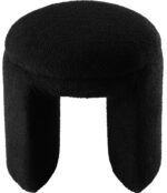 Bowen Faux Shearling Teddy Fabric Upholstered Stool - Image 3