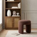 Bowen Faux Shearling Teddy Fabric Upholstered Stool - Image 2