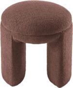 Bowen Faux Shearling Teddy Fabric Upholstered Stool - Image 3