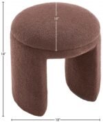 Bowen Faux Shearling Teddy Fabric Upholstered Stool - Image 4