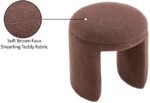 Bowen Faux Shearling Teddy Fabric Upholstered Stool - Image 5