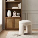 Bowen Faux Shearling Teddy Fabric Upholstered Stool - Image 2