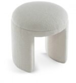 Bowen Faux Shearling Teddy Fabric Upholstered Stool