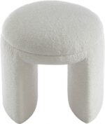 Bowen Faux Shearling Teddy Fabric Upholstered Stool - Image 3