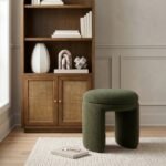 Bowen Faux Shearling Teddy Fabric Upholstered Stool - Image 2