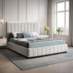 Lucia Linen Textured Fabric Upholstered Bed - Image 2