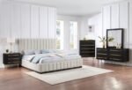 Lucia Linen Textured Fabric Upholstered Bed - Image 9