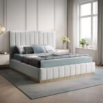 Lucia Linen Textured Fabric Upholstered Bed - Image 2
