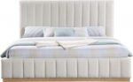 Lucia Linen Textured Fabric Upholstered Bed - Image 3