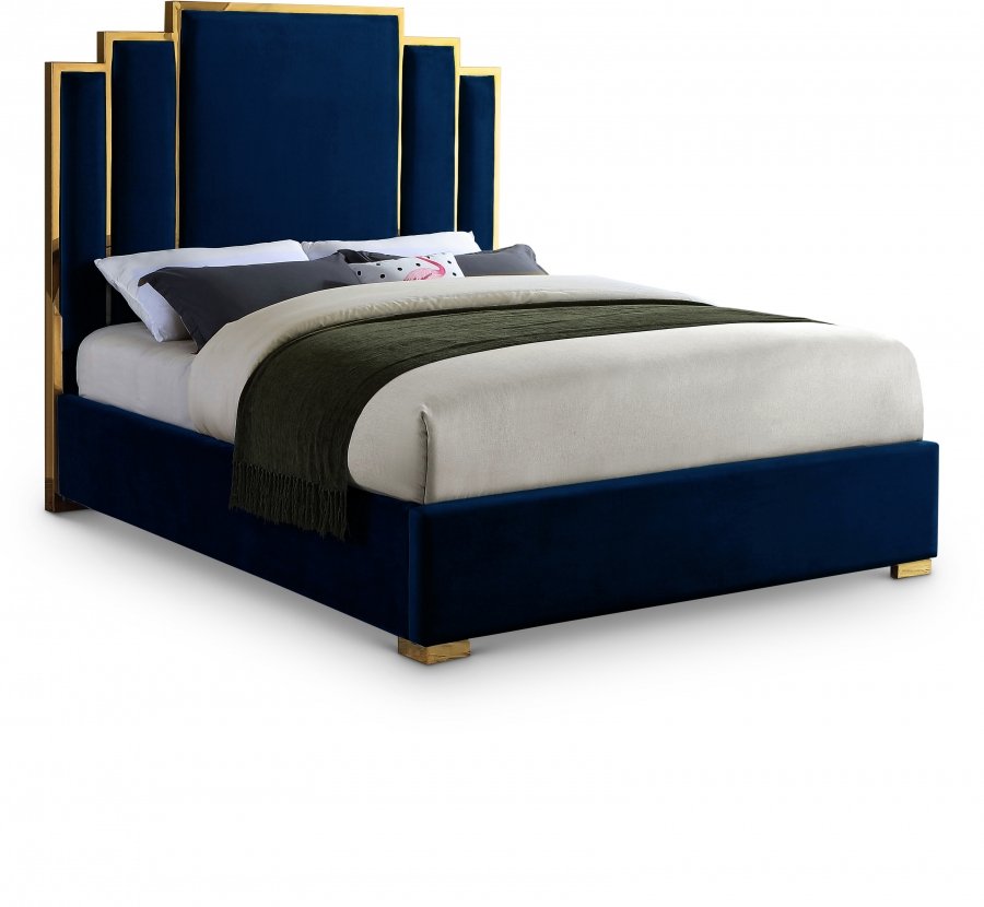 2645.jpg Hugo Velvet Upholstered Bed - Image 1