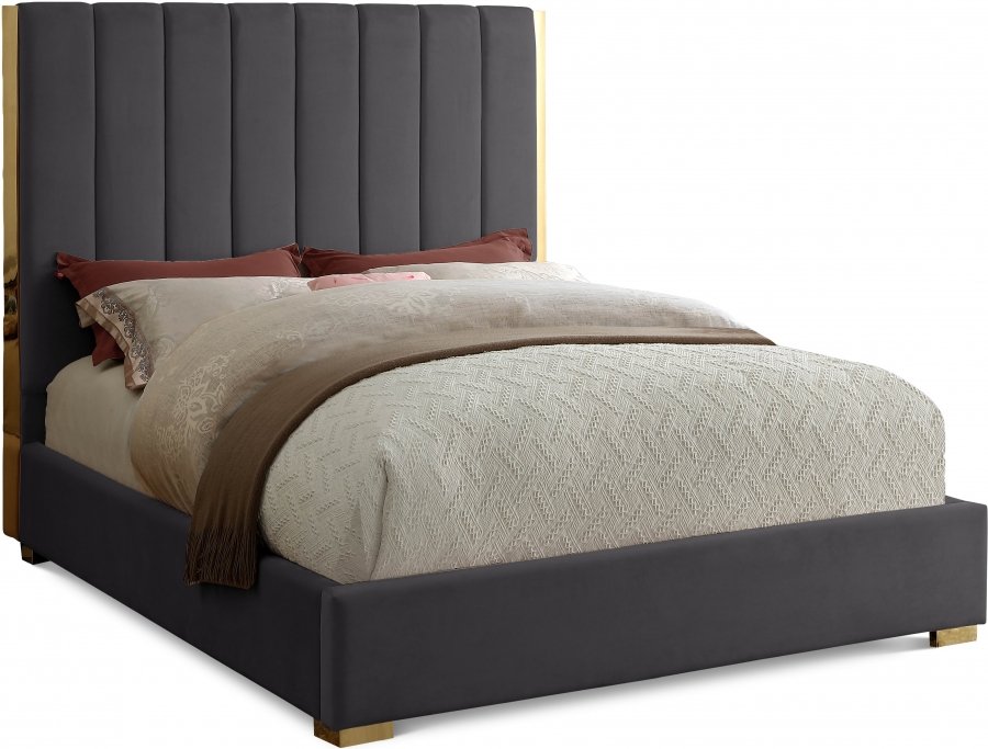 2666.jpg Becca Velvet Upholstered Bed - Image 1