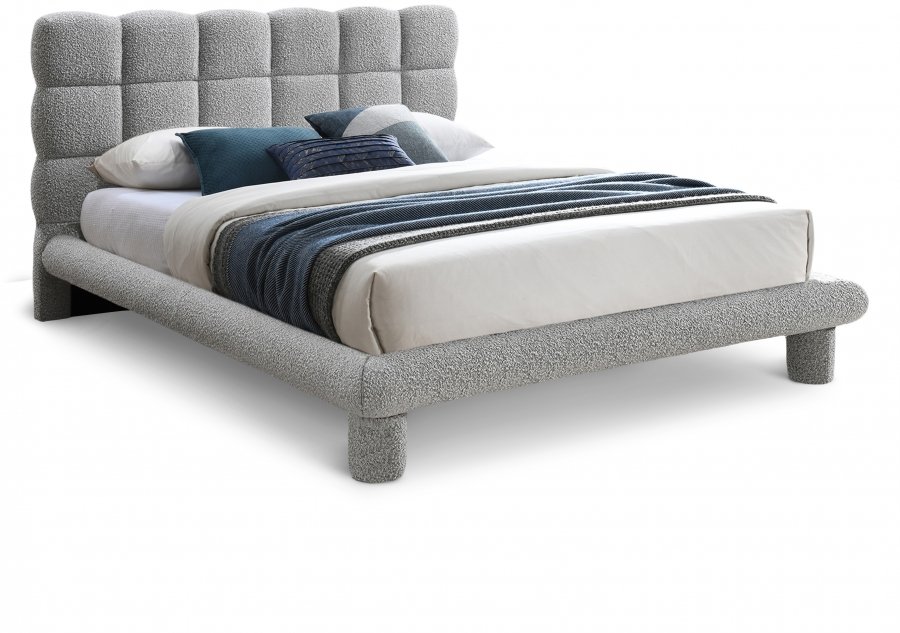 27161.jpg Deco Boucle Fabric Upholstered Bed - Image 1