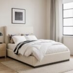 Alfie Linen Textured Fabric Upholstered Bed - Image 2