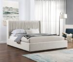 Logan Linen Textured Fabric Upholstered Bed - Image 2