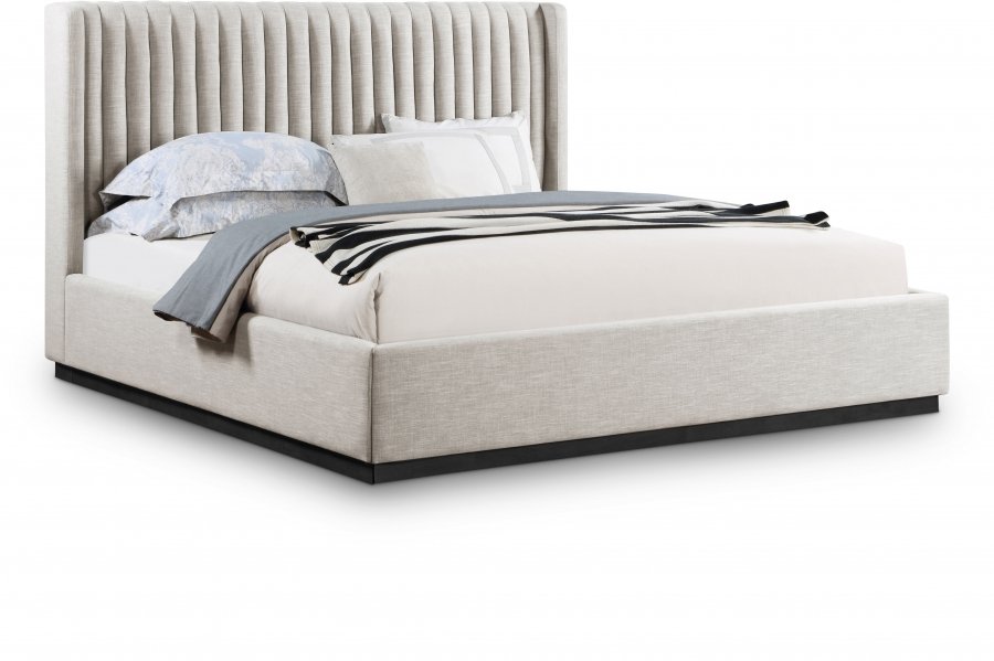 27702.jpg Logan Linen Textured Fabric Upholstered Bed - Image 1