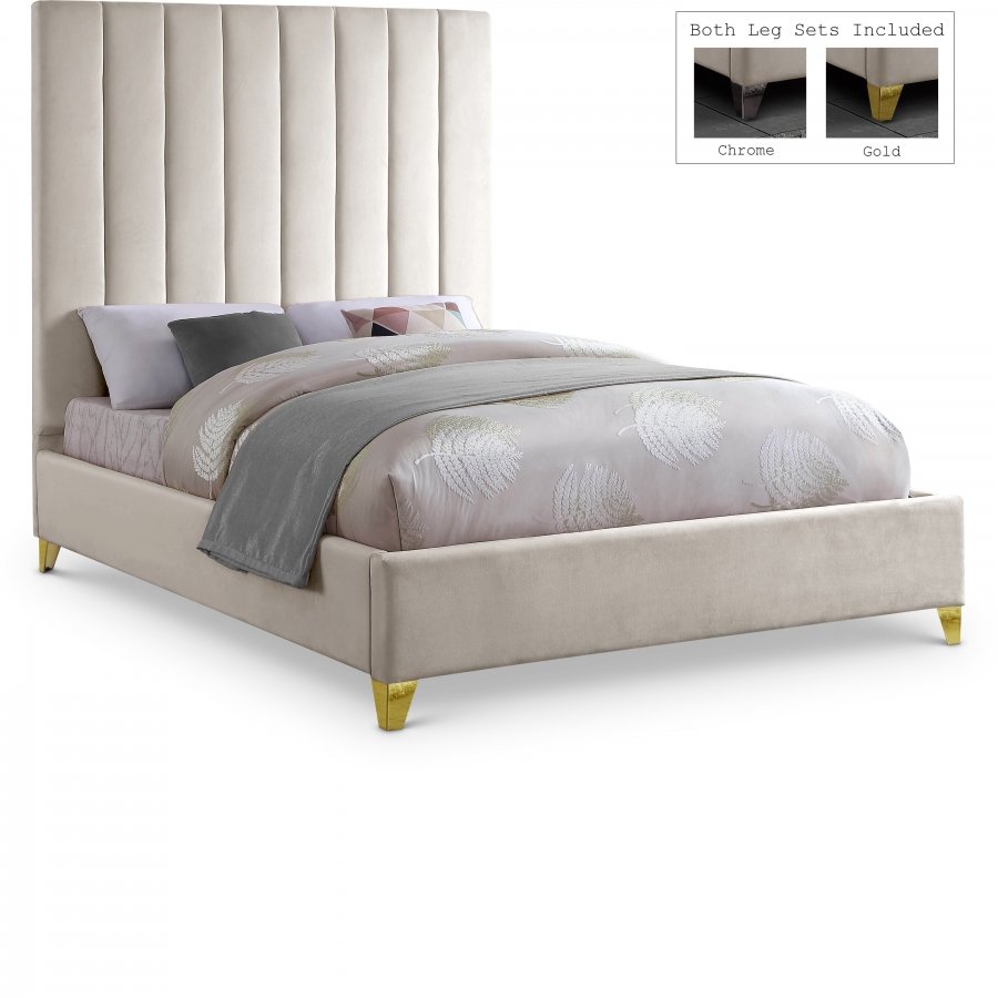 2874.jpg Via Velvet Upholstered Bed - Image 1