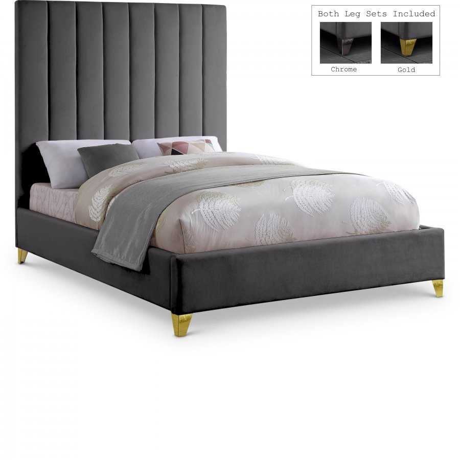 2884.jpg Via Velvet Upholstered Bed - Image 1