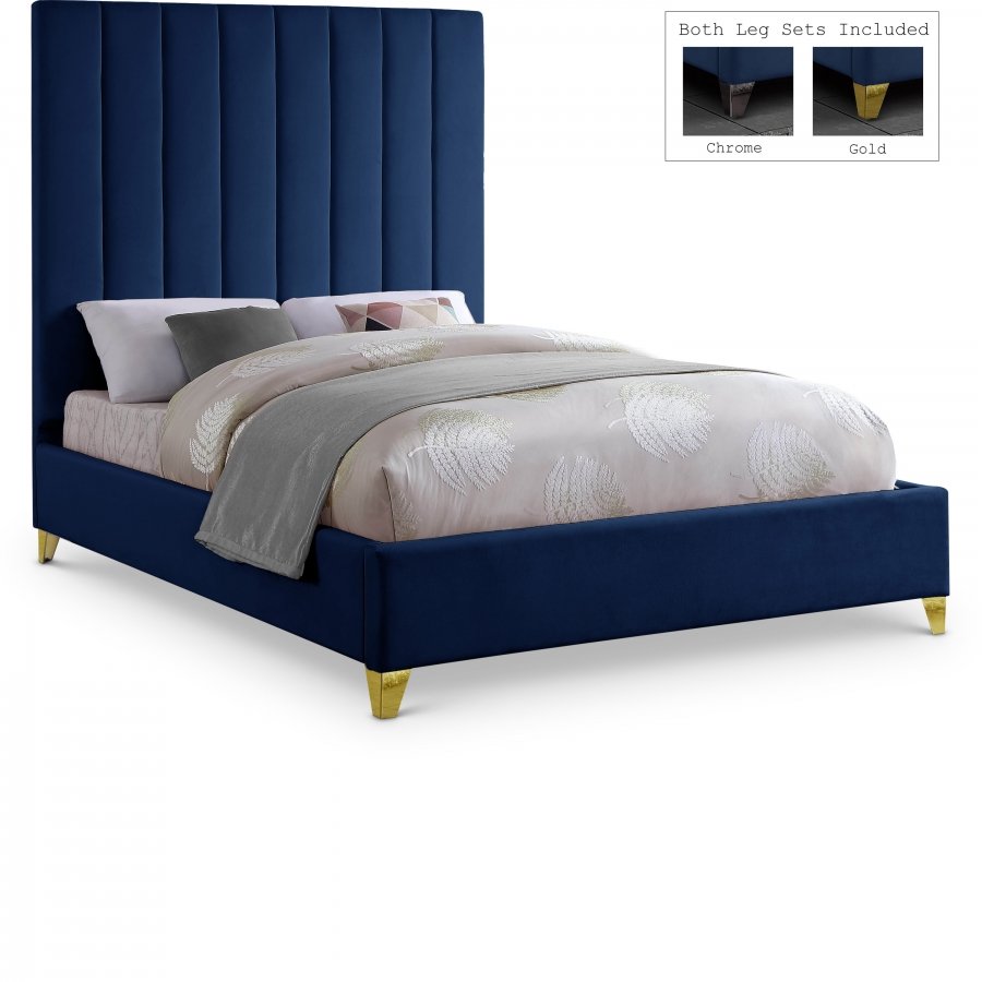 2889.jpg Via Velvet Upholstered Bed - Image 1