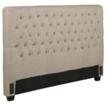 CHLOE UPHOLSTERED QUEEN PANEL HEADBOARD OATMEAL - Image 2