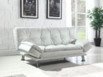 DILLESTON UPHOLSTERED TUFTED CONVERTIBLE SOFA BED WHITE - Image 2