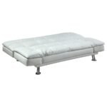 DILLESTON UPHOLSTERED TUFTED CONVERTIBLE SOFA BED WHITE - Image 4