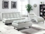 DILLESTON UPHOLSTERED TUFTED CONVERTIBLE SOFA BED WHITE - Image 6
