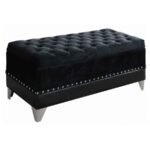 BARZINI VELVET UPHOLSTERED TUFTED STORAGE BENCH BLACK