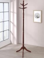 RIONA 6 HOOK FREESTANDING WOOD COAT RACK HAT HANGER MERLOT - Image 2