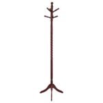 RIONA 6 HOOK FREESTANDING WOOD COAT RACK HAT HANGER MERLOT