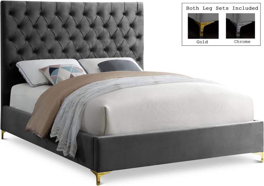 3061.jpg Cruz Velvet Upholstered Bed - Image 1