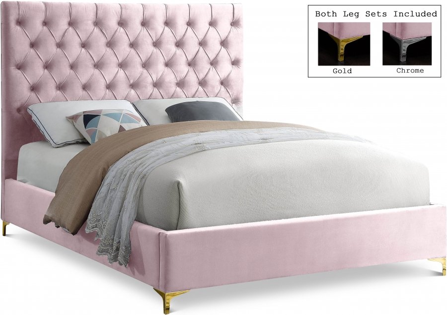 3076.jpg Cruz Velvet Upholstered Bed - Image 1